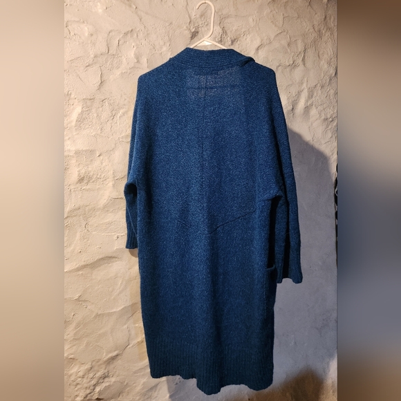 Kuna Luxury Alpaca Longline Open Cardigan Blue Duster Sweater Pockets Sz S/M - Picture 2 of 6